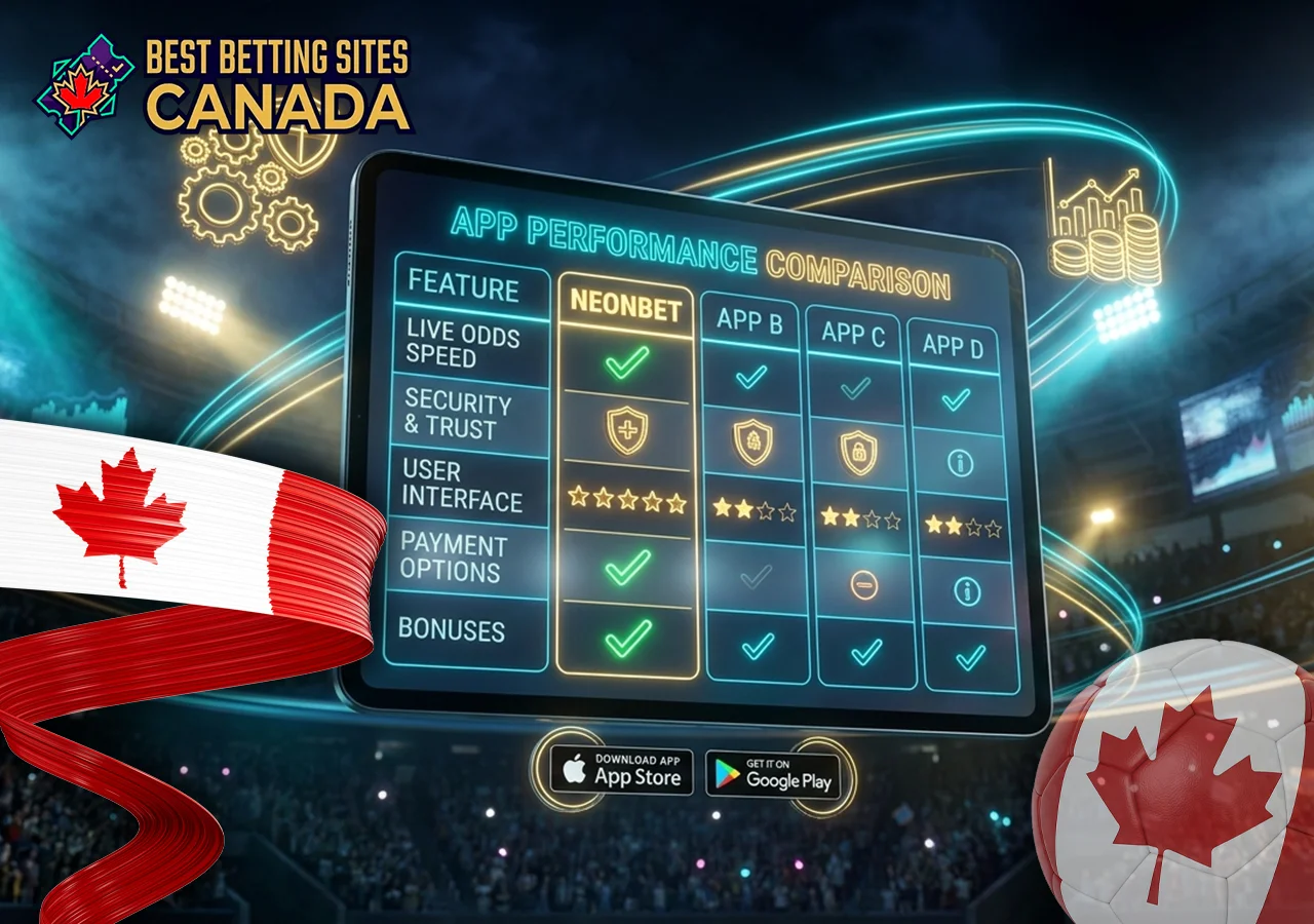 Comparison table of legal and licensed sports betting apps in Canada.
